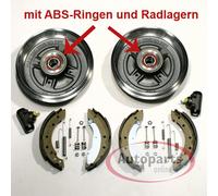 Bremstrommel Set Ø 203 mm ABS Ringe Radlager Bremsbacken hinten für Peugeot 206