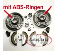 Bremstrommel Set Ø 203 mm + ABS Ringe + Radlager hinten für Renault Clio II