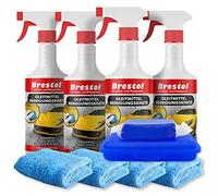 Brestol® Reinigungsknete Set3 200 g Knete blau + Box + 4X 750 ml Spezial GLEITMITTEL + 4X Poliertuch - Polierknete Lackknete Clay-Bar Auto-Lack-Knete - entfernt Baumharz Insekten u.v.m.