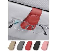 Brillenhalter Auto Sonnenblende Leder Visier Rot 9.5CM*4.5CM