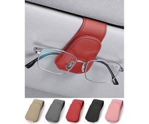Brillenhalter Auto Sonnenblende Leder Visier Rot 9.5CM*4.5CM