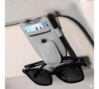 Brillenhalter für Auto Sonnenblende für Skoda Kodiaq Fabia Karoq Laura Superb VRS Yeti Octavia Scala, Sonnenbrillen Brillen mit Kartenkarten Clip, KFZ Brillenclip Zubehör,Grey