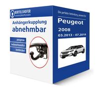 Brink Anhängerkupplung für Peugeot 2008 BJ 03/12, diagonal abnehmbar
