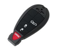 BROVACS Ersatz-Schlüsselgehäuse + Ungeschliffener Blanko-Notfalleinsatzschlüssel Kompatibel mit CHRYSLER DODGE JEEP 4-Tasten-Smart-Schlüsselloser Zugang Fernbedienungs-Schlüsselanhänger-Gehäuse 3