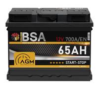 BSA AGM Batterie 12V 65Ah 700A Autobatterie Start-Stop Starterbatterie VRLA 60Ah