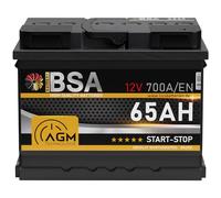 BSA AGM Batterie 12v 65Ah Start-Stop Autobatterie statt 60Ah 62Ah 63Ah 64Ah