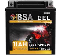 BSA YB10L-A2 GEL Motorradbatterie 12V 11Ah 250A/EN Batterie doppelte Lebensdauer entspricht 51113 YB10L-A2 YB10L-B2 vorgeladen auslaufsicher wartungsfrei