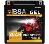 BSA YTX20CH-BS GEL Motorradbatterie 12V 20Ah 300A/EN Batterie doppelte Lebensdauer entspricht 51892 vorgeladen auslaufsicher wartungsfrei