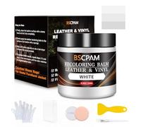 BSCPAM Leder Reparatur Set Weiß,Flüssigleder Lederpflege für Ledercouch,Autositze,Vinyl,Leder Sofa Kratzer/Fleck,Kunstleder Reparaturset,Lederfarbe Lederfett für Zerkratzte,Riss und Verblasste