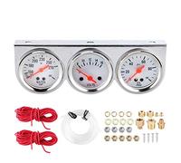 Buachois Dreifach Tacho Set, Wassertemperatur Spannung Öldruck Messgerät 52mm Instrument Universell Bausatz Kit für Auto Oldtimer Hot Rod