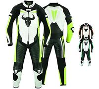 BULLDT Einteiler Motorradkombi Lederkombi Fluoreszierender aus Rindsleder, Größe:58/3XL, Farbe:Gelb