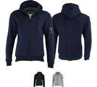 BULLDT Herren Motorrad Hoodie mit 4 CE-Protektoren 100% Aramid-Futter Schutz Kapuzenpullover - Motorradhoodie als Sommer Motorradjacke & 360° Schutzjacke - 2 Zipper-Taschen Bikerjacke Marineblau - 50