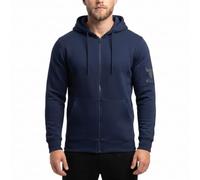 BULLDT Herren Motorrad Hoodie mit 4CE Protektoren 100% Aramid-Futter Schutz Kapuzenpullover - Motorradhoodie als Sommer Motorradjacke & 360° Schutzjacke - 2 Zipper-Taschen Bikerjacke Marineblau - 52