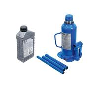 Bundle aus BGS 71036 | Hydrauliköl | mineralisch | HLP 46 | 1 l + BGS 9886 | Hydraulischer Flaschen-Wagenheber | 12 t | Stempelwagenheber/Kompakt-Wagenheber, blau