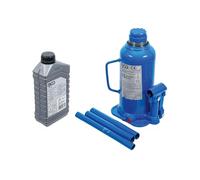Bundle aus BGS 71036 | Hydrauliköl | mineralisch | HLP 46 | 1 l + BGS 9887 | Hydraulischer Flaschen-Wagenheber | 15 t | Stempelwagenheber/Kompakt-Wagenheber, blau