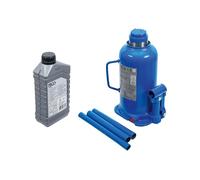 Bundle aus BGS 71036 | Hydrauliköl | mineralisch | HLP 46 | 1 l + BGS 9888 | Hydraulischer Flaschen-Wagenheber | 20 t | Stempelwagenheber/Kompakt-Wagenheber, blau