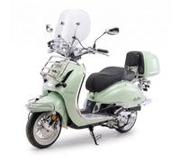 Burnout EasyCruiser 50 ccm Retro Motorroller (Mintgrün, 45 km/h) | 3 PS / 2,2 kW bei 7.500 U/min, 45 km/h, EFI, LED, Digitaltacho, USB, Scheibenbremse vorn, 2 Personen