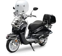 Burnout EasyCruiser 50 ccm Retro Motorroller (Schwarz, 45 km/h) | 3 PS / 2,2 kW bei 7.500 U/min, 45 km/h, EFI, LED, Digitaltacho, USB, Scheibenbremse vorn, 2 Personen