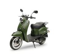 Burnout MiniMe 2.0 Motorroller 50 ccm Mattgrün, 45 km/h, 3,1 PS, 10 Zoll, vorn Scheibenbremse hydraulisch, hinten Trommelbremse, LED-Tagfahrlicht, Halogen-Scheinwerfer