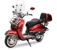 Burnout Motorroller EasyCruiser 50 ccm 45 km/h Retro-Roller Dunkel-Rot | 3 PS / 2,2 kW bei 7.500 U/min, 2 l/100 km, EFI, LED, Digitaltacho, USB, Scheibenbremse vorn, 2 Personen