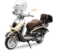 Burnout Motorroller EasyCruiser Artemis 125 ccm 85 km/h Retro Braun/Beige | 6,1 kW / 8,3 PS, 2,8 l/100 km, EFI, Euro 5+, Weißwandreifen, Windschild, Speichenfelgen, Elektro-/Kickstarter, Retro-Look