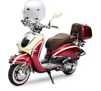 Burnout Motorroller EasyCruiser Artemis 125 ccm 85 km/h Retro Rot/Beige | 6,1 kW / 8,3 PS, 2,8 l/100 km, EFI, Euro 5+, Weißwandreifen, Windschild, Speichenfelgen, Elektro-/Kickstarter, Retro-Look