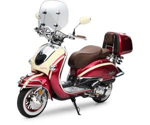 Burnout Motorroller EasyCruiser Artemis 125 ccm 85 km/h Retro Rot/Beige | 6,1 kW / 8,3 PS, 2,8 l/100 km, EFI, Euro 5+, Weißwandreifen, Windschild, Speichenfelgen, Elektro-/Kickstarter, Retro-Look