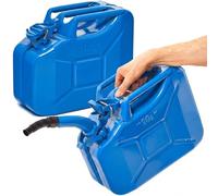 BW® Benzinkanister Metall 2x 10 Liter mit Ausgießer - Kraftstoffkanister Blau - RAL 5005 - und UN-Zulassung - 0,9mm Stahl nach DIN 7274 - Made in Europe