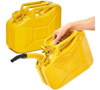 BW® Benzinkanister Metall 2x 10 Liter mit Ausgießer - Kraftstoffkanister Gelb - RAL 1018 - und UN-Zulassung - 0,9mm Stahl nach DIN 7274 - Made in Europe