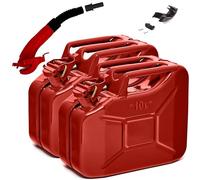 BW® Benzinkanister Metall 2x 10 Liter mit Ausgießer - Kraftstoffkanister Rot - RAL 3000 - und UN-Zulassung - 0,9mm Stahl nach DIN 7274 - Made in Europe
