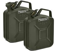 BW® Benzinkanister Metall 2x 5 Liter - Kraftstoffkanister Bronzegrün - RAL 6031-F9 - und UN-Zulassung - 0,8mm Stahl nach DIN 7274 für Benzin Diesel E10 2-Takt - Made in Europe