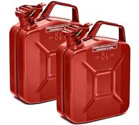 BW® Benzinkanister Metall 2x 5 Liter - Kraftstoffkanister Rot - RAL 3000 - und UN-Zulassung - 0,8mm Stahl nach DIN 7274 für Benzin Diesel E10 2-Takt - Made in Europe
