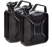 BW® Benzinkanister Metall 2x 5 Liter - Kraftstoffkanister Schwarz - RAL 9005 - und UN-Zulassung - 0,8mm Stahl nach DIN 7274 für Benzin Diesel E10 2-Takt - Made in Europe