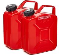 BW® Benzinkanister Metall 2x 5 Liter mit Schraubverschluss - Kraftstoffkanister Rot - RAL 3000 - und UN-Zulassung - 0,9mm Stahl nach DIN 7274 - Made in Europe