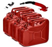 BW® Benzinkanister Metall 3x 10 Liter mit Ausgießer - Kraftstoffkanister Rot - RAL 3000 - und UN-Zulassung - 0,9mm Stahl nach DIN 7274 - Made in Europe