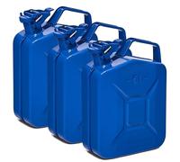 BW® Benzinkanister Metall 3x 5 Liter - Kraftstoffkanister Blau - RAL 5005 - und UN-Zulassung - 0,8mm Stahl nach DIN 7274 für Benzin Diesel E10 2-Takt - Made in Europe
