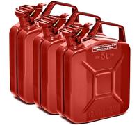 BW® Benzinkanister Metall 3x 5 Liter - Kraftstoffkanister Rot - RAL 3000 - und UN-Zulassung - 0,8mm Stahl nach DIN 7274 für Benzin Diesel E10 2-Takt - Made in Europe