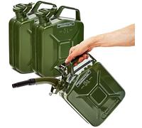 BW® Benzinkanister Metall 3x 5 Liter mit Ausgießer - Kraftstoffkanister Olivgrün - RAL 6003 - und UN-Zulassung - 0,8mm Stahl nach DIN 7274 - Made in Europe