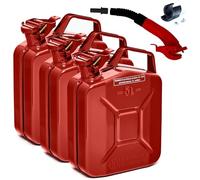 BW® Benzinkanister Metall 3x 5 Liter mit Ausgießer - Kraftstoffkanister Rot - RAL 3000 - und UN-Zulassung - 0,8mm Stahl nach DIN 7274 - Made in Europe