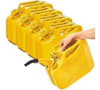 BW® Benzinkanister Metall 5x 10 Liter mit Ausgießer - Kraftstoffkanister Gelb - RAL 1018 - und UN-Zulassung - 0,9mm Stahl nach DIN 7274 - Made in Europe