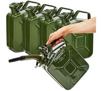 BW® Benzinkanister Metall 5x 5 Liter mit Ausgießer - Kraftstoffkanister Olivgrün - RAL 6003 - und UN-Zulassung - 0,8mm Stahl nach DIN 7274 - Made in Europe