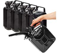BW® Benzinkanister Metall 5x 5 Liter mit Ausgießer - Kraftstoffkanister Schwarz - RAL 9005 - und UN-Zulassung - 0,8mm Stahl nach DIN 7274 - Made in Europe