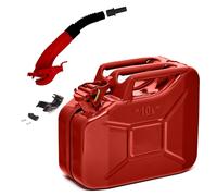 BW® Kraftstoffkanister Metall Benzinkanister 10 Liter mit Ausgießer - Rot - RAL 3000 - und UN-Zulassung - Made in Europe - rot Metall BW-JerryCan+Spout-10-rot
