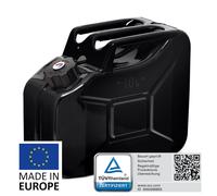 BW® Kraftstoffkanister Metall Benzinkanister 10 Liter mit Schraubverschluss - Schwarz - RAL 9005 - und UN-Zulassung - Made in Europe - schwarz Metall BW-ProCan-10-sw