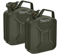 BW® Kraftstoffkanister Metall Benzinkanister 2x 5 Liter - Bronzegrün - RAL 6031-F9 - und UN-Zulassung - Made in Europe - grün Metall BW-JerryCan-2x5-bgr