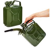 BW® Kraftstoffkanister Metall Benzinkanister 2x 5 Liter mit Ausgießer - Olivgrün - RAL 6003 - und UN-Zulassung - Made in Europe - grün Metall BW-JerryCan+Spout-2x5-gru