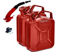 BW Kraftstoffkanister Metall Benzinkanister 2x 5 Liter mit Ausgießer Rot RAL 3000 und UN-Zulassung Made in Europe