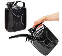 BW® Kraftstoffkanister Metall Benzinkanister 2x 5 Liter mit Ausgießer - Schwarz - RAL 9005 - und UN-Zulassung - Made in Europe - schwarz Metall BW-JerryCan+Spout-2x5-sw