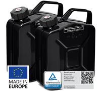 BW® Kraftstoffkanister Metall Benzinkanister 2x 5 Liter mit Schraubverschluss - Schwarz - RAL 9005 - und UN-Zulassung - Made in Europe - schwarz Metall BW-ProCan-2x5-sw