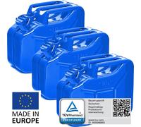 BW® Kraftstoffkanister Metall Benzinkanister 3x 10 Liter - Blau - RAL 5005